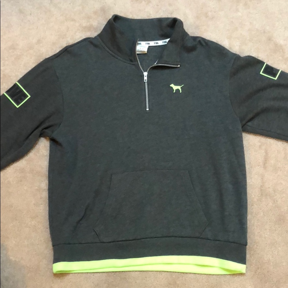 Charcoal Grey PINK Victoria’s Secret Half-Zip